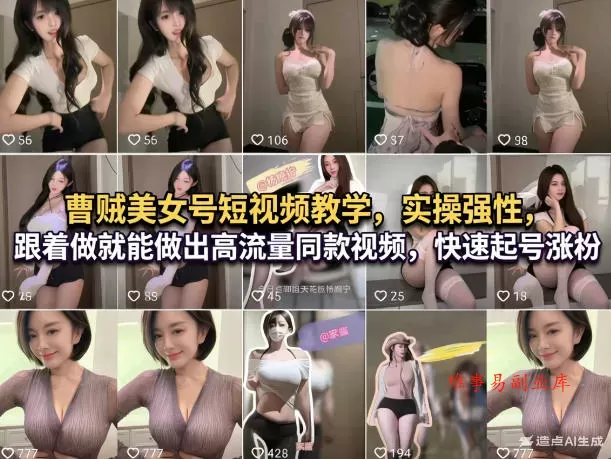 曹贼美女号短视频教学,实操性强,跟着做就能做出高流量同款视频,快速起号涨粉 曹贼美女号短视频教学,实操性强,跟着做就能做出高流量同款视频,快速起号涨粉