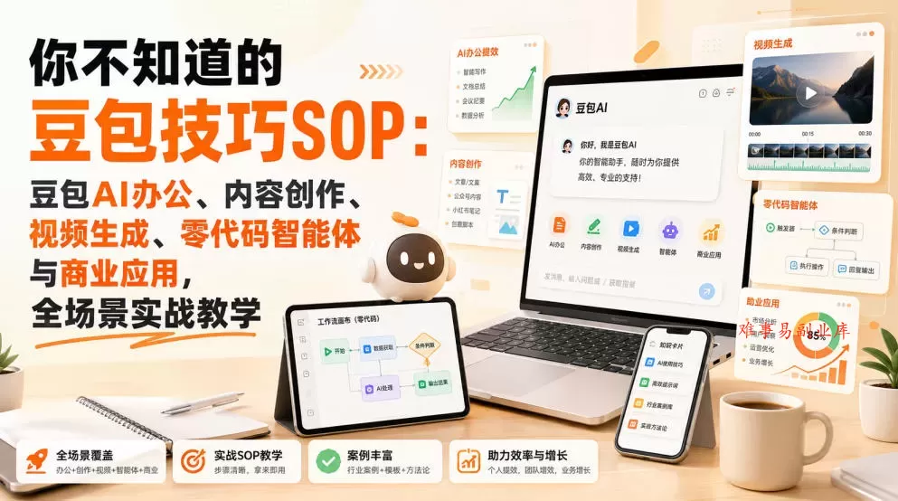 你不知道的豆包技巧SOP：豆包AI办公、内容创作、视频生成、零代码智能体与商业应用，全场景实战教学-难事易副业库
