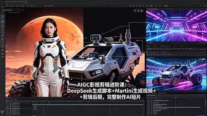 （18475期）AIGC影视剪辑进阶课：DeepSeek生成脚本+Martini生成视频+剪辑后期，完整制作AI短片-难事易副业库