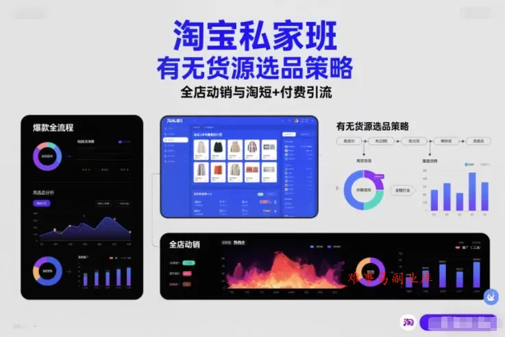 淘宝私家班，有无货源选品策略，高成功率爆款全流程打法，全店动销与淘短+付费引流（更新2026年5月22日）-难事易副业库