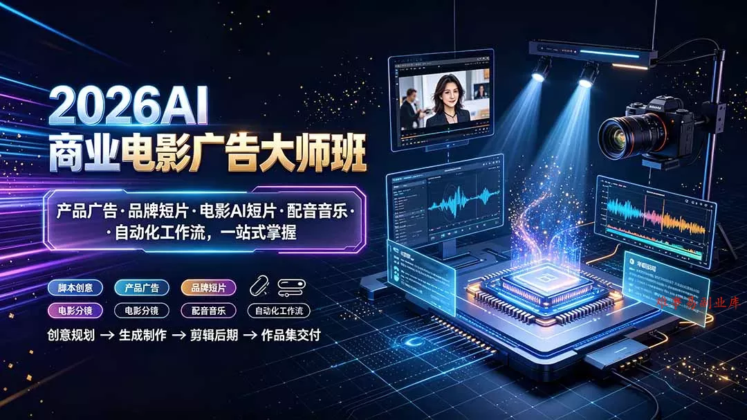 2026AI商业电影广告大师班：产品广告·品牌短片·电影AI短片·配音音乐·自动化工作流，一站式掌握-难事易副业库