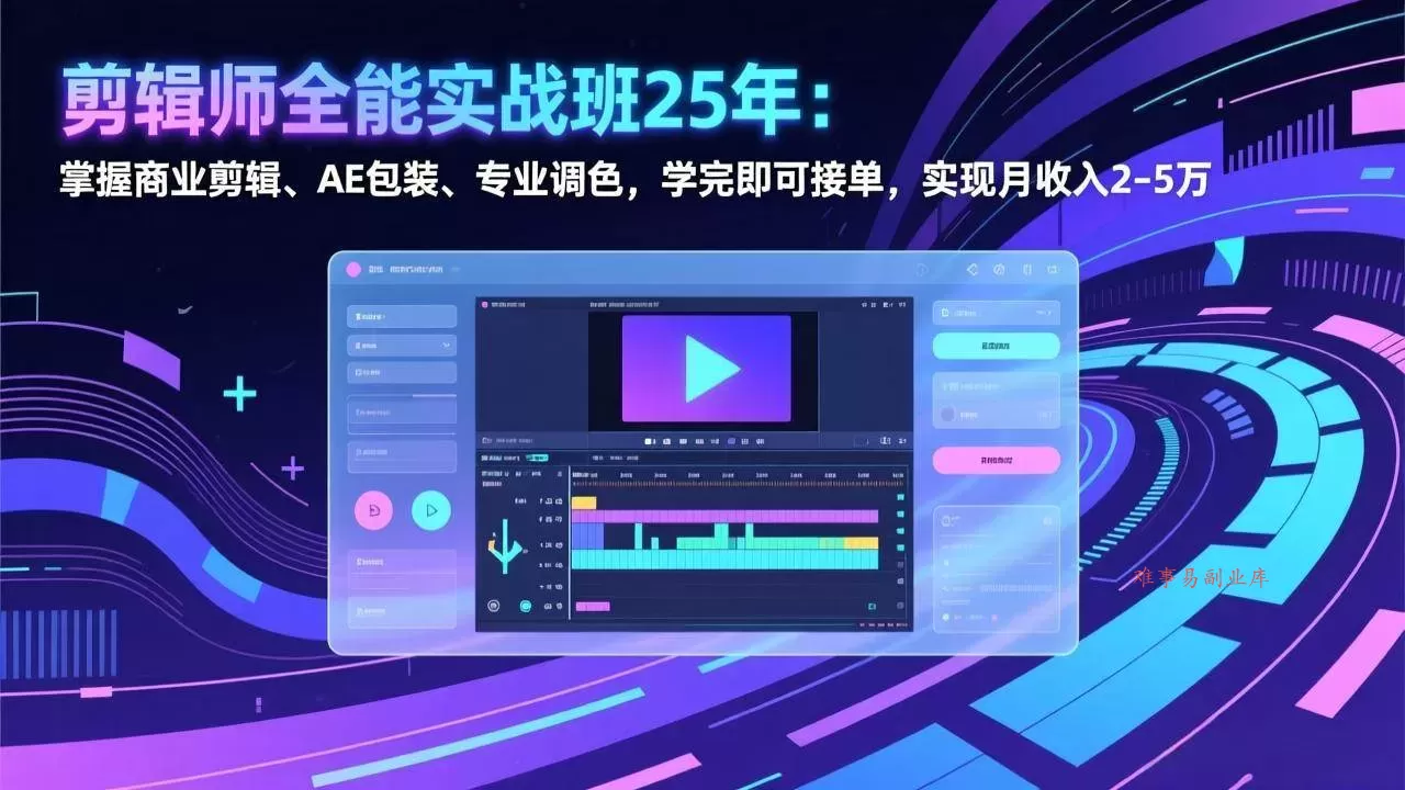 (17294期)剪辑师全能实战班25年:掌握商业剪辑、AE包装、专业调色,学完即可接单,实现月收入2-5万-难事易副业库