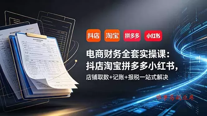 电商财务全套实操课：抖店淘宝拼多多小红书，店铺取数+记账+报税一站式解决-难事易副业库