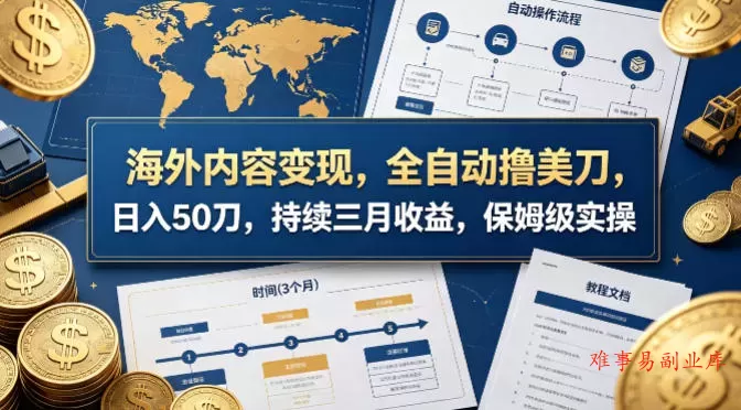 海外内容变现,全自动撸美刀,日入50刀,持续三月收益,保姆级实操【揭秘】 海外内容变现,全自动撸美刀,日入50刀,持续三月收益,保姆级实操【揭秘】