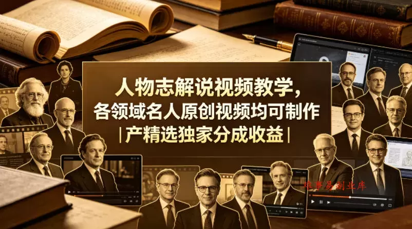 人物志解说视频教学，各领域名人原创视频均可制作丨精选独家分成收益-难事易副业库