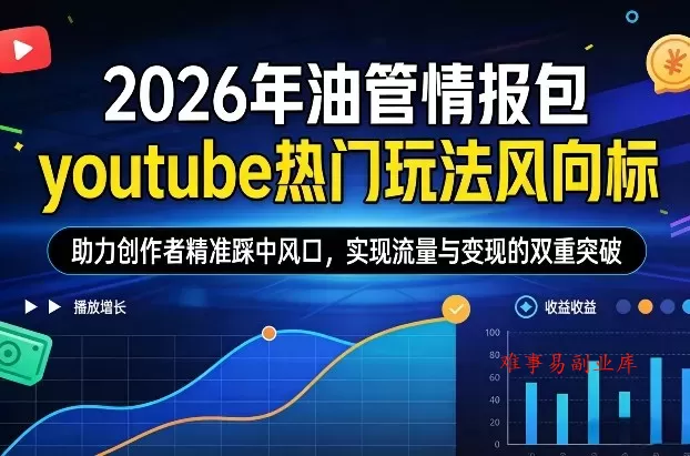 2026年油管情报包，youtube热门玩法风向标，助力创作者精准踩中风口，实现流量与变现的双重突破（更新0330）-难事易副业库
