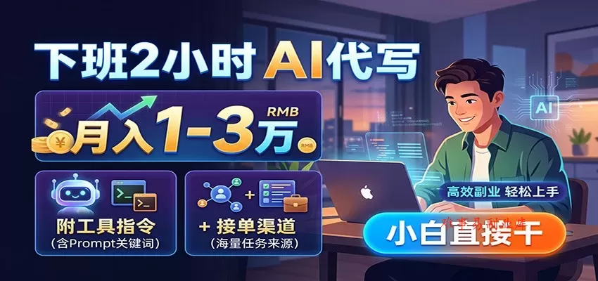 下班2小时AI代写，月入1-3万，附工具指令+接单渠道，小白直接干-难事易副业库