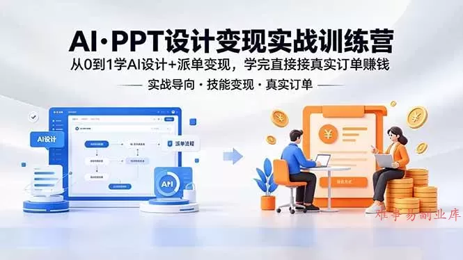 （18457期）AI·PPT设计变现实战训练营，从0到1学AI设计+派单变现，学完直接接真实订单赚钱