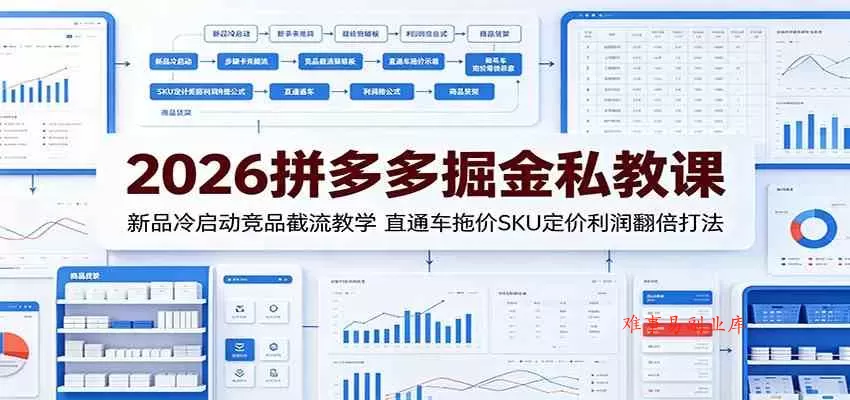 2026拼多多掘金私教课:新品冷启动竞品截流教学,直通车拖价SKU定价利润翻倍打法 2026拼多多掘金私教课:新品冷启动竞品截流教学,直通车拖价SKU定价利润翻倍打法