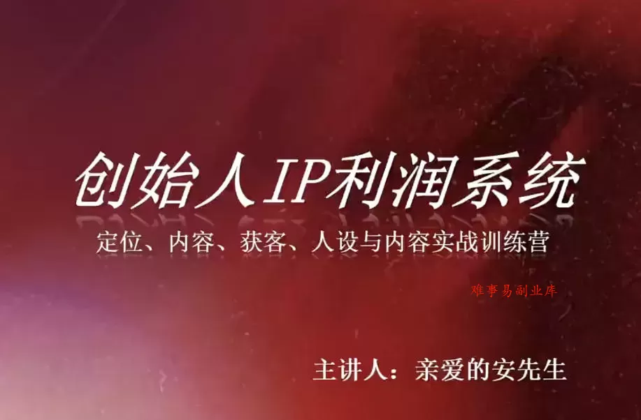 创始人IP利润系统8月训练营，定位、内容、获客、人设与内容实战训练营-难事易副业库