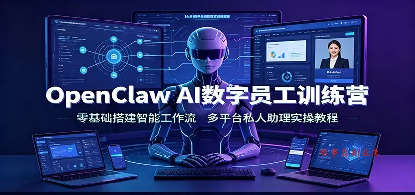 OpenClaw AI数字员工训练营：零基础搭建智能工作流，多平台私人助理实操教程-难事易副业库