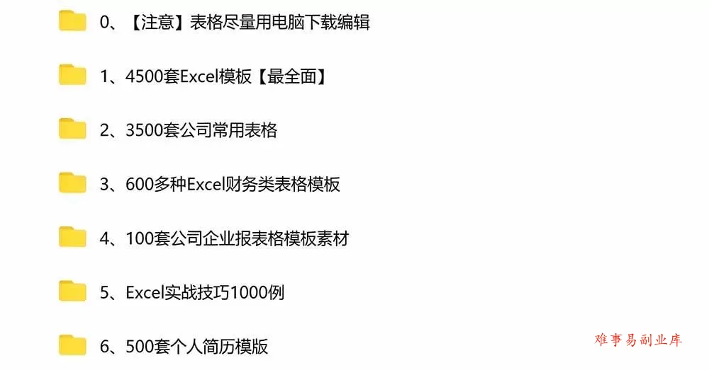 （19530期）自费购买素材合集！超全Excel常用模版系列，分类清晰，共9000+套excel模型合集+个人简历素材