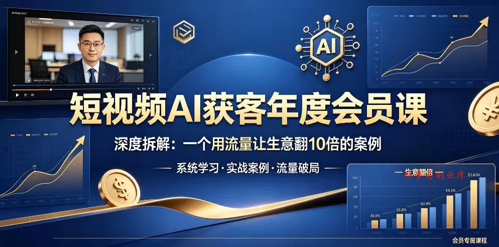 短视频AI获客年度会员课，深度拆解，一个用流量让生意翻10倍的案例-难事易副业库