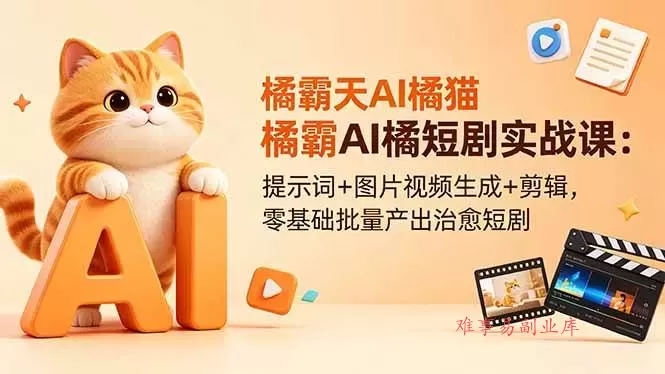 (18542期)橘霸天AI橘猫短剧实战课:提示词+图片视频生成+剪辑,零基础批量产出治愈短剧 (18542期)橘霸天AI橘猫短剧实战课:提示词+图片视频生成+剪辑,零基础批量产出治愈短剧