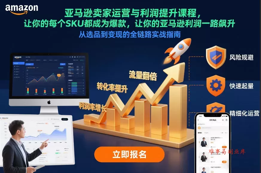 亚马逊卖家运营与利润提升课程，让你的每个SKU都成为爆款，让你的亚马逊利润一路飙升（更新12月）-难事易副业库