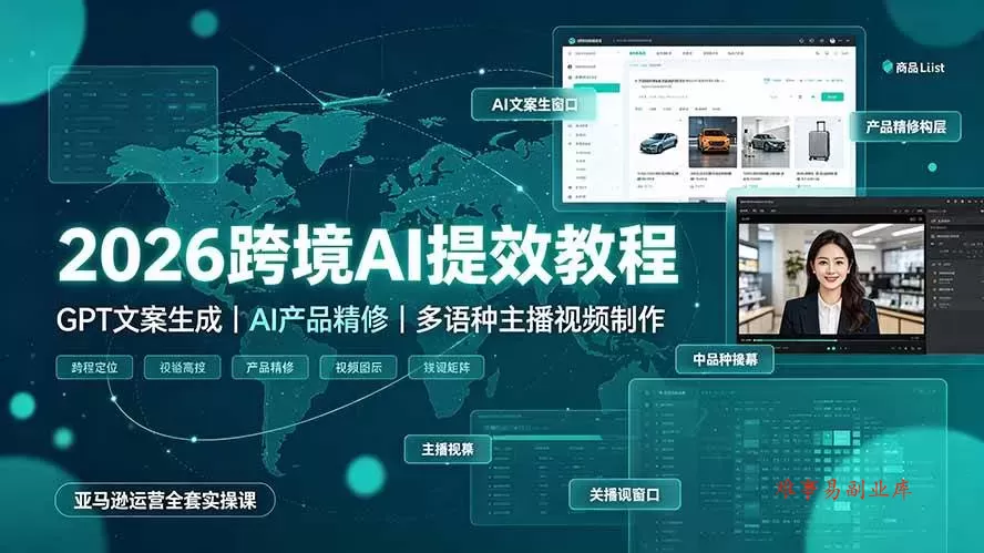 (19286期)2026跨境AI提效教程·GPT文案生成|AI产品精修|多语种主播视频制作,亚马逊运营全套实操课 (19286期)2026跨境AI提效教程·GPT文案生成|AI产品精修|多语种主播视频制作,亚马逊运营全套实操课