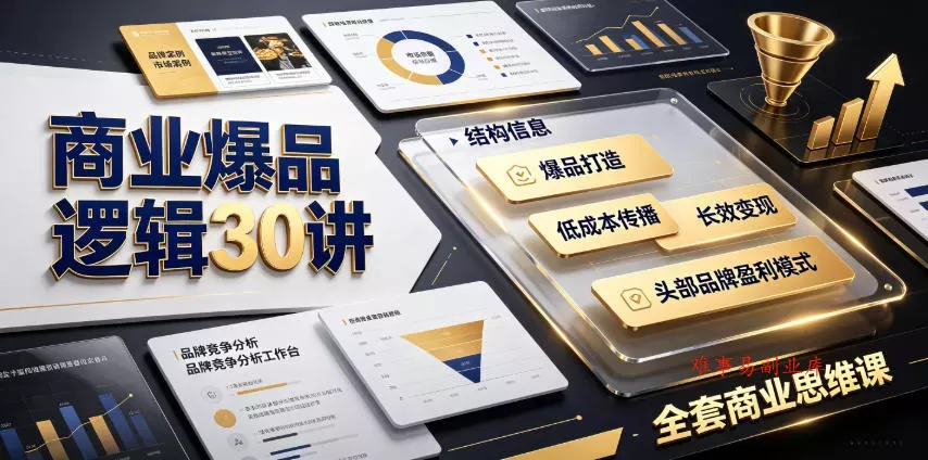 商业爆品逻辑30讲｜拆解各行各业头部品牌盈利模式，吃透爆品打造、低成本传播、长效变现全套商业思维课-难事易副业库