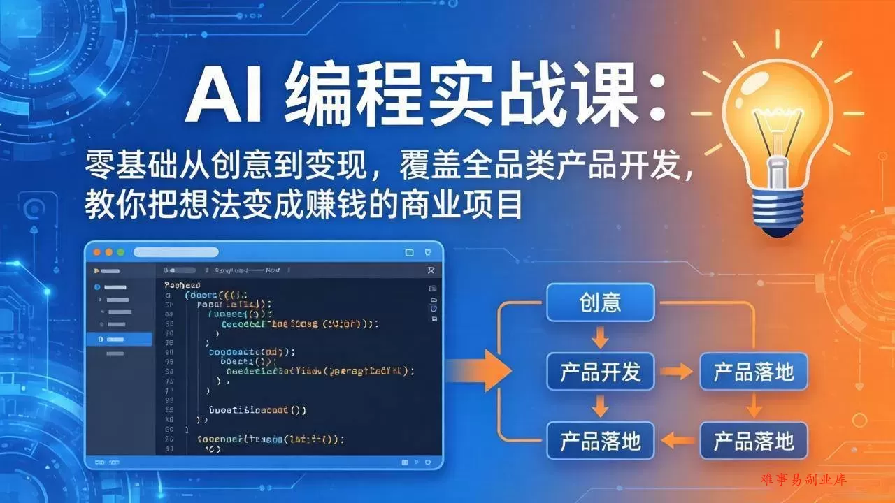 (18857期)AI编程实战课-第三期-6月更新:零基础从创意到变现,覆盖全品类产品开发,把想法变成赚钱项目 (18857期)AI编程实战课-第三期-6月更新:零基础从创意到变现,覆盖全品类产品开发,把想法变成赚钱项目