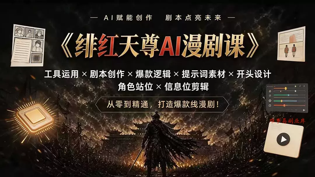 绯红天尊AI漫剧课|工具运用×剧本创作×爆款逻辑×提示词素材×开头设计×角色站位×信息位剪辑 绯红天尊AI漫剧课|工具运用×剧本创作×爆款逻辑×提示词素材×开头设计×角色站位×信息位剪辑