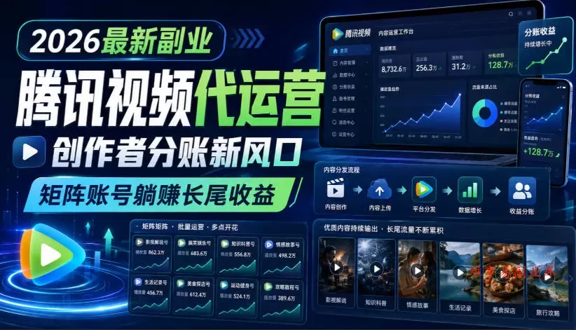 2026最新副业之腾讯视频代运营:创作者分账新风口,矩阵账号躺賺长尾收益【揭秘】 2026最新副业之腾讯视频代运营:创作者分账新风口,矩阵账号躺賺长尾收益【揭秘】