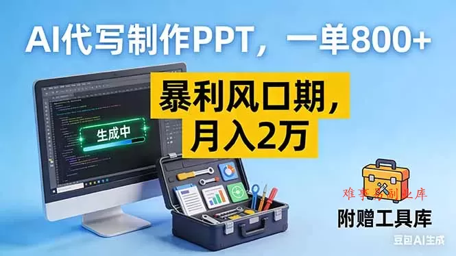 AI代写制作PPT，一单800+， 暴利风口期，月入2万【附工具】-难事易副业库