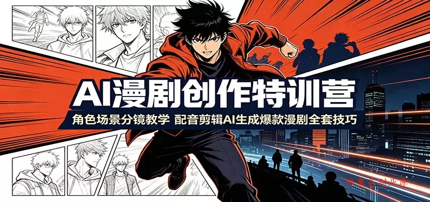 AI漫剧创作特训营：角色场景分镜教学，配音剪辑AI生成爆款漫剧全套技巧-难事易副业库