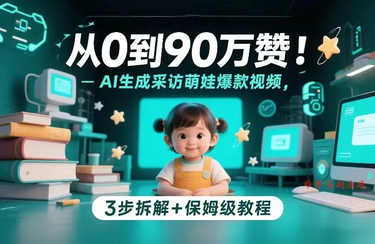 从0到90万赞：AI生成采访萌娃爆款视频，3步拆解+保姆级教程-难事易副业库