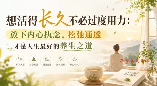 付费文章：想活得长久不必过度用力：放下内心执念，松弛通透才是人生最好的养生之道-难事易副业库