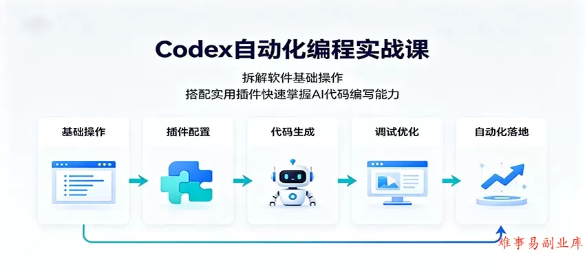 Codex自动化编程实战课：拆解软件基础操作，搭配实用插件快速掌握AI代码编写能力-难事易副业库