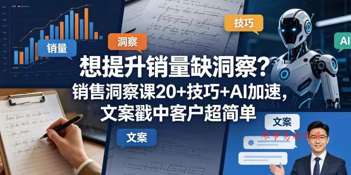 想提升销量缺洞察？销售洞察课20+技巧+AI加速，文案戳中客户超简单【原创双语字幕】-难事易副业库