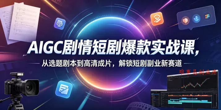 AIGC剧情短剧爆款实战课，从选题剧本到高清成片，解锁短剧副业新赛道（更新0906）-难事易副业库