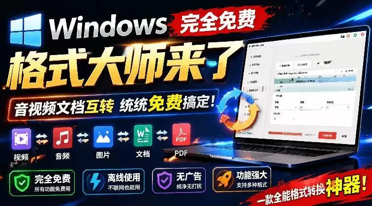 （19057期）Windows完全免费格式大师来了，音视频文档互转统统免费搞定！免费无广，离线使用格式大师-难事易副业库