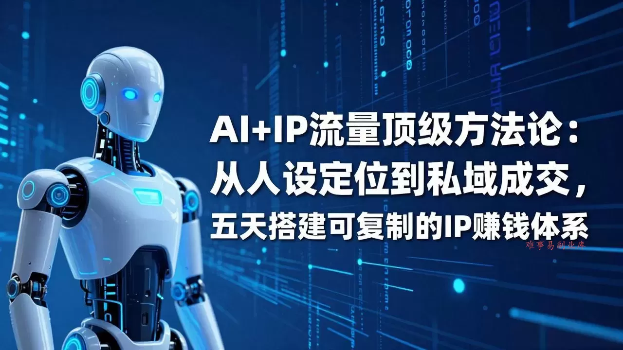 AI+IP顶级方法论：从人设定位到私域成交，五天搭建可复制的IP赚钱体系-难事易副业库