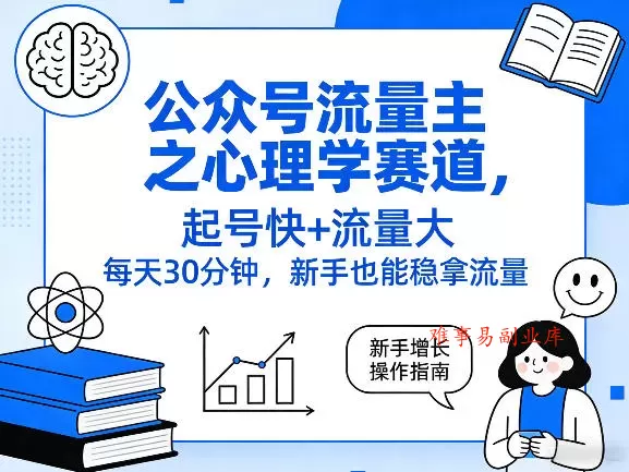 公众号流量主之心理学赛道，起号快+流量大，每天30分钟，新手也能稳拿流量！-难事易副业库