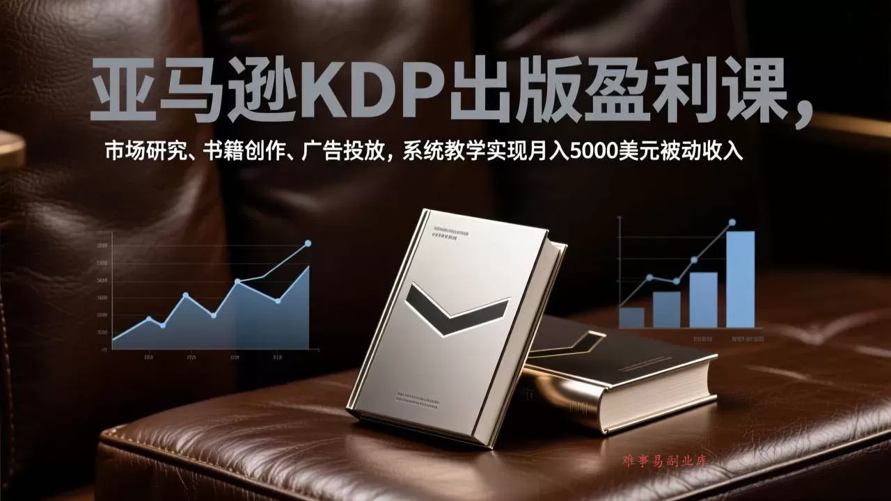 (17295期)亚马逊KDP出版盈利课,市场研究、书籍创作、广告投放,系统教学实现月入5000美元被动收入-难事易副业库