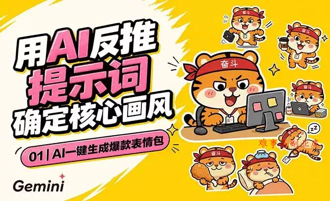 AI一键生成爆款表情包：反推提示词+角色设定+动态技巧，适配微信抖音小红书-难事易副业库