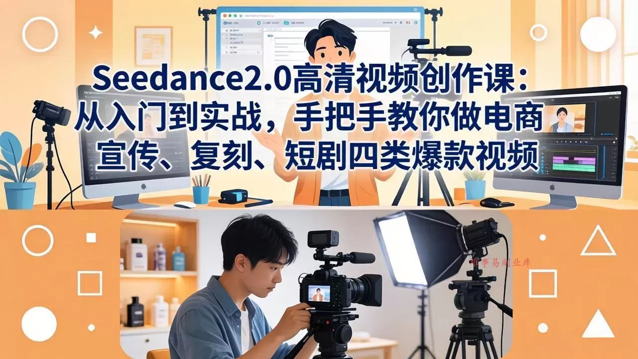 （18019期）Seedance2.0高清视频创作课：从入门到实战，手把手教你做电商、宣传、复刻、短剧四类爆款视频-难事易副业库
