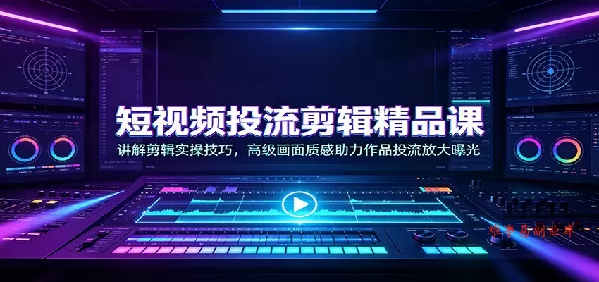 短视频投流剪辑精品课：讲解剪辑实操技巧，高级画面质感助力作品投流放大曝光-难事易副业库