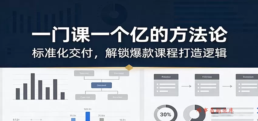 一门课一个亿的方法论：标准化交付，解锁爆款课程打造逻辑-难事易副业库