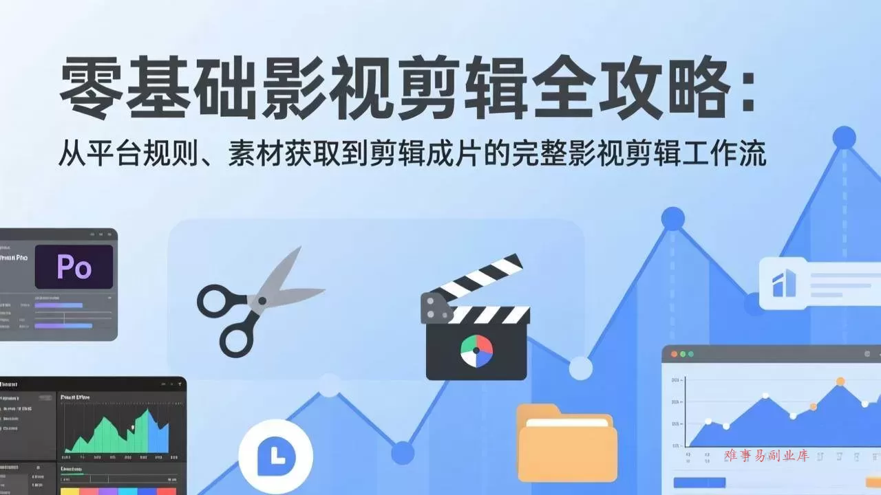 （17336期）零基础影视剪辑全攻略：从平台规则、素材获取到剪辑成片的完整影视剪辑工作流-难事易副业库