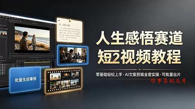 (19115期)人生感悟赛道短视频教程,零基础轻松上手,AI文案剪辑全套实操可批量出片 (19115期)人生感悟赛道短视频教程,零基础轻松上手,AI文案剪辑全套实操可批量出片