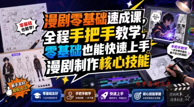 漫剧零基础速成课,全程手把手教学,零基础也能快速上手漫剧制作核心技能 漫剧零基础速成课,全程手把手教学,零基础也能快速上手漫剧制作核心技能