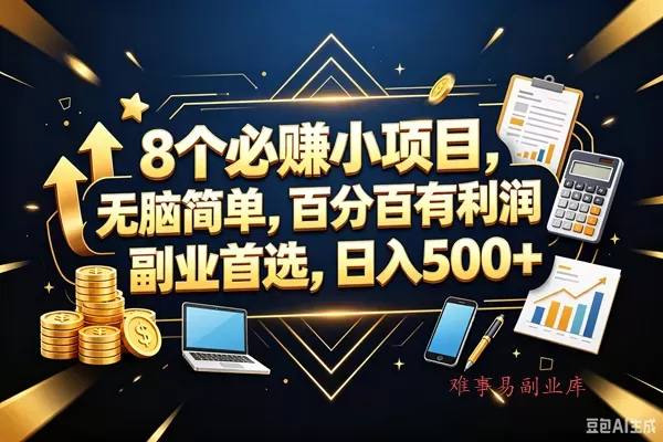 （18530期）9个必赚钱的小项目，百分百赚米，无脑简单，副业首选，日入399+