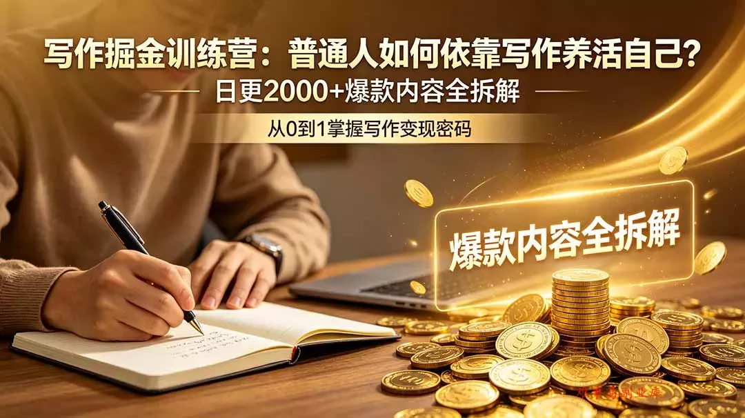 写作掘金训练营：普通人如何依靠写作养活自己？日更2000+爆款内容全拆解-难事易副业库