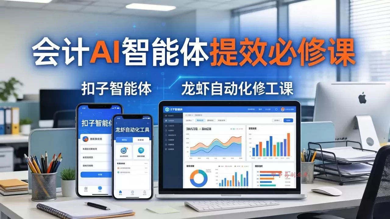 财务会计AI智能体提效必修课:扣子智能体+龙虾自动化+报表分析,一站式提升财务工作效率-难事易副业库