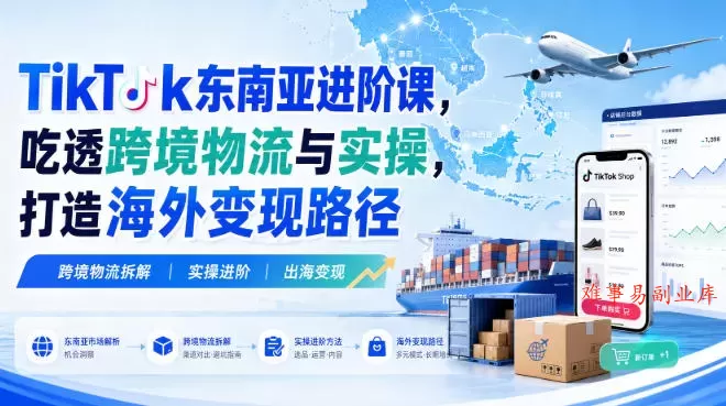 TikTok东南亚进阶课，吃透跨境物流与实操，打造海外变现路径-难事易副业库
