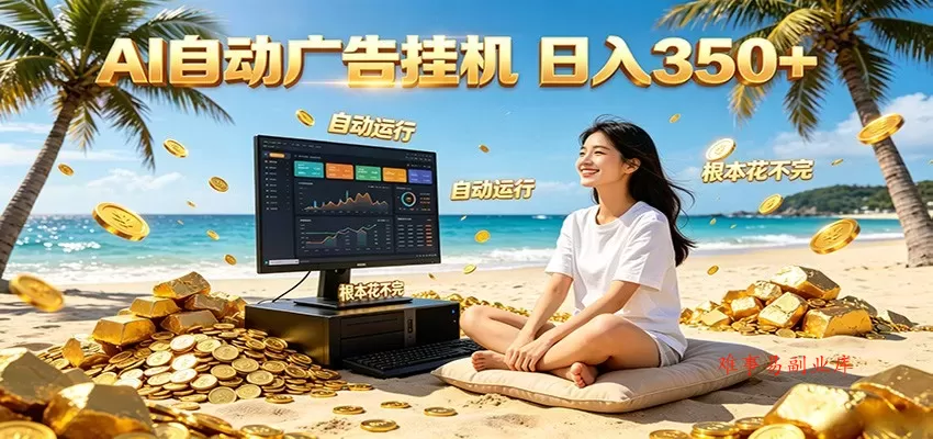 AI自动广告挂机 日入350+ 真正做到躺赚式变现，根本花不完！-难事易副业库