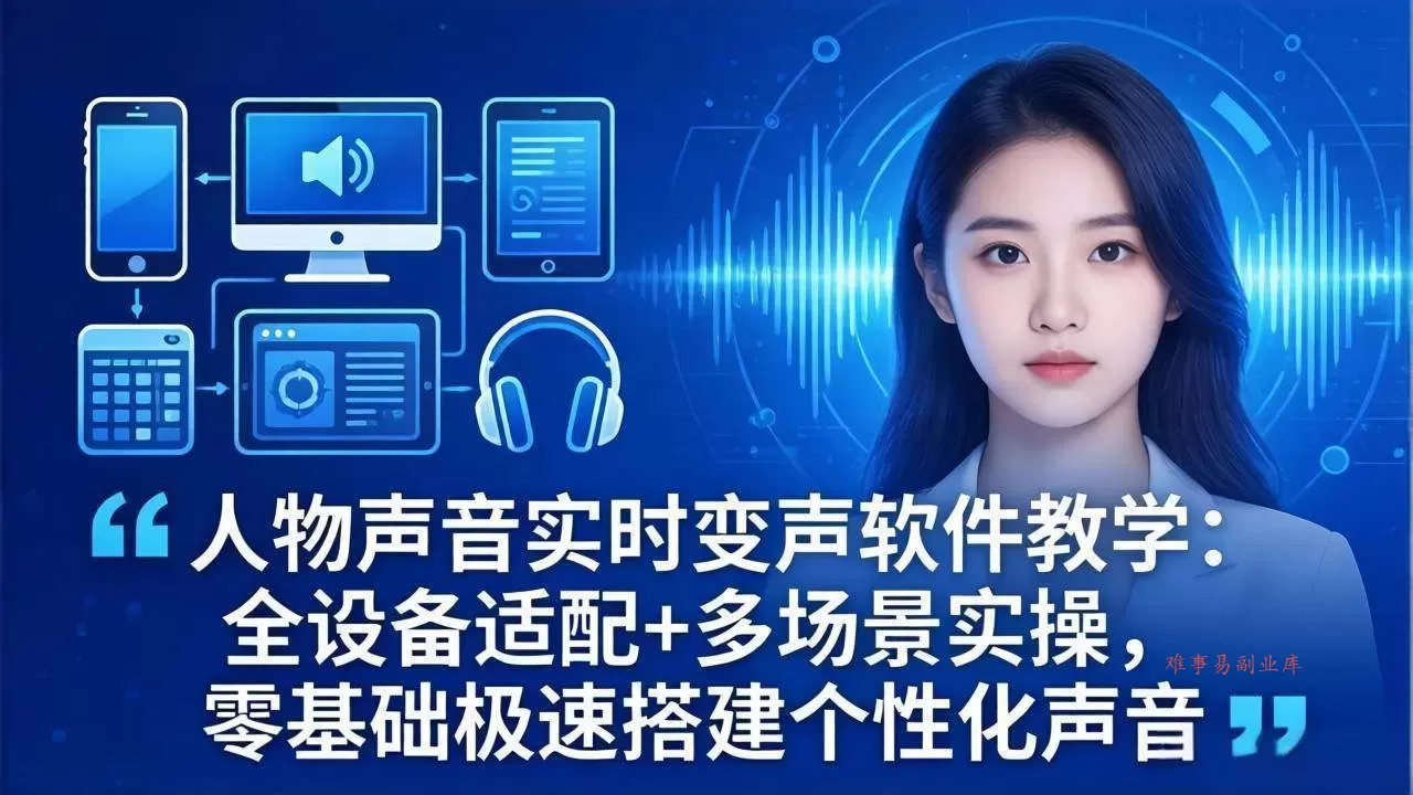 （18120期）人物声音实时变声软件教学：全设备适配+多场景实操，零基础极速搭建个性化声音