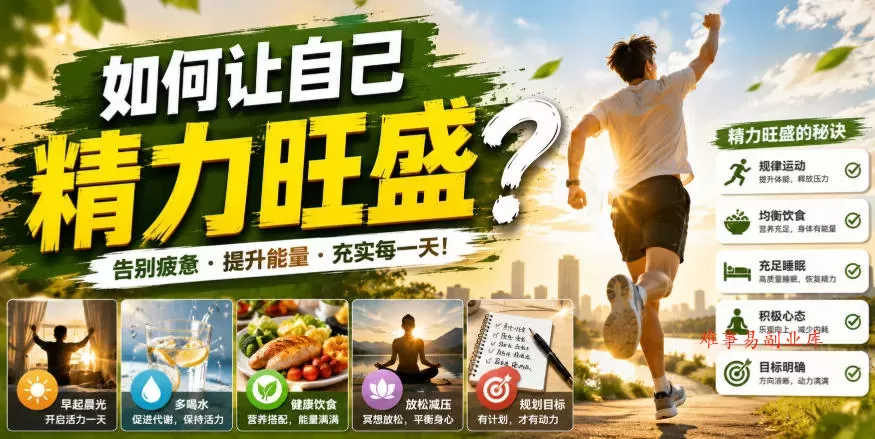 付费文章：如何让自己精力旺盛？-难事易副业库