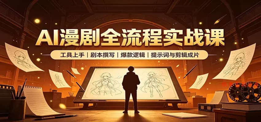 AI漫剧全流程实战课：工具上手、剧本撰写、爆款逻辑、提示词与剪辑成片-难事易副业库